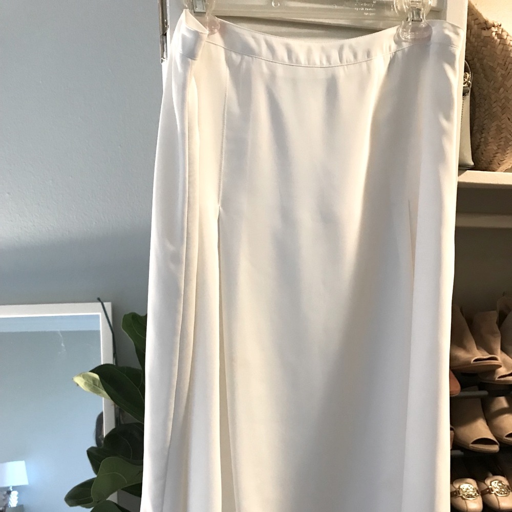 White pleated midi skirt